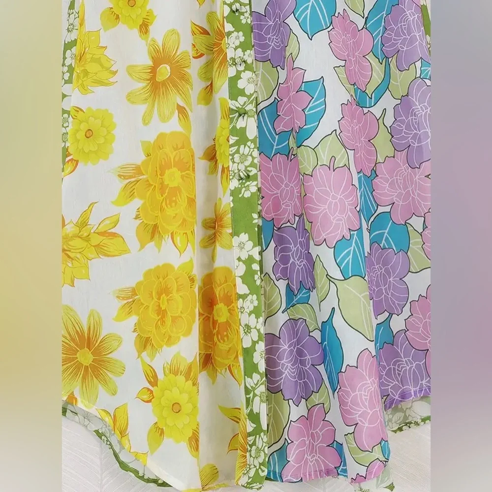 Mixed Floral Cotton Linen Luxury Print Shirtdress With Optional Tie Belt - Picture 7 of 11